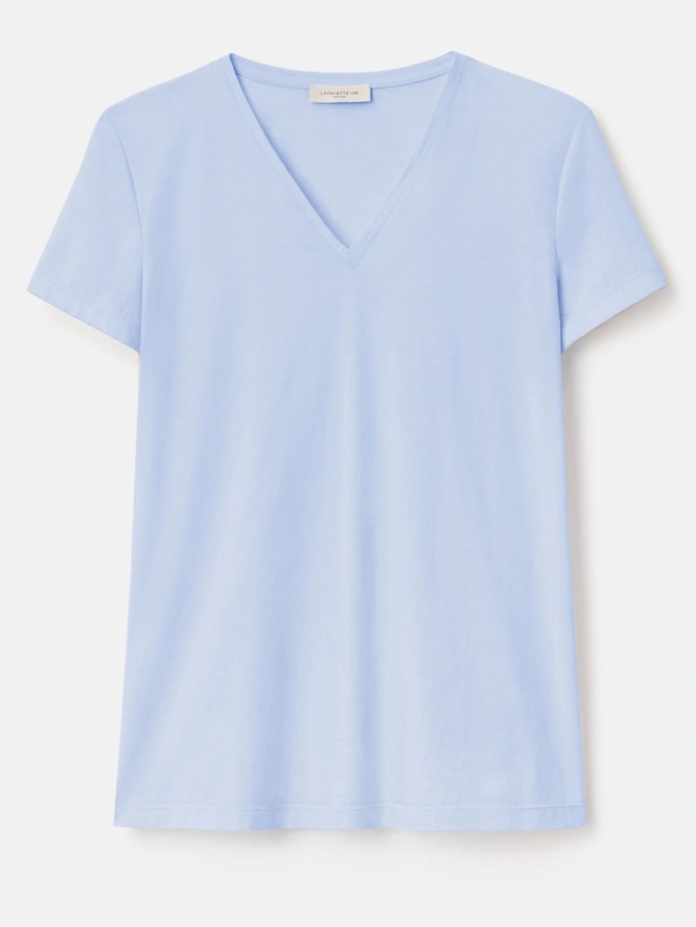 LAFAYETTE 148 NY COTTON JERSEY V-NECK T-SHIRT SKYLINE BLUE NEW WITH TAGS